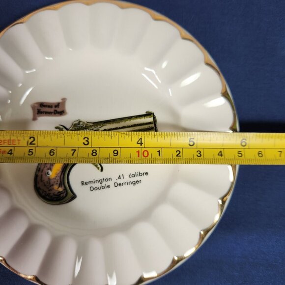 Guns Of Former Days Saucers Plates Set 2 Double Derringer & Johnson Flintlock - Picture 10 of 10